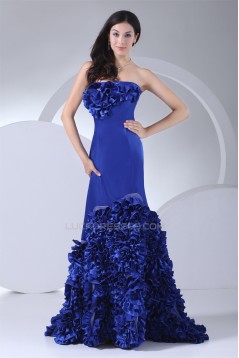 Long Blue Strapless Ruffles Prom/Formal Evening Dresses 02020300