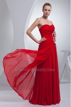 Sheath/Column Sleeveless Beading Floor-Length Red Prom/Formal Evening Dresses 02020302