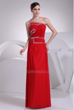 Sheath/Column Strapless Beading Long Red Chiffon Prom/Formal Evening Dresses 02020308