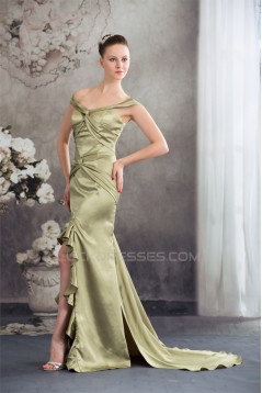 Silk like Satin Asymmetrical Straps Off-the-Shoulder Prom/Formal Evening Dresses 02020312
