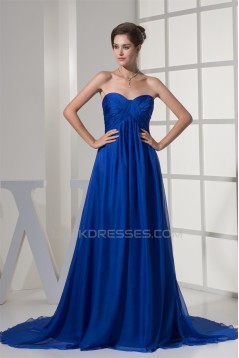 A-Line Sweetheart Long Blue Chiffon Prom/Formal Evening Dresses Maternity Dresses 02020322