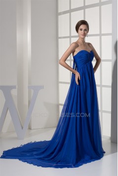 A-Line Sweetheart Long Blue Chiffon Prom/Formal Evening Dresses Maternity Dresses 02020322