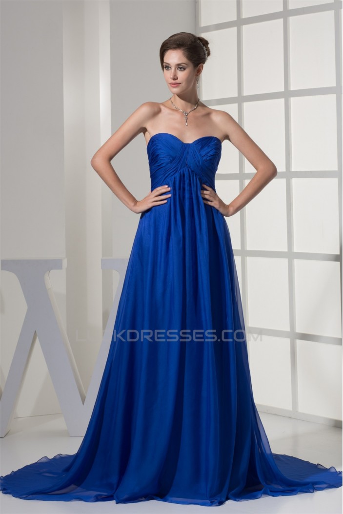 A-Line Sweetheart Long Blue Chiffon Prom/Formal Evening Dresses Maternity Dresses 02020322