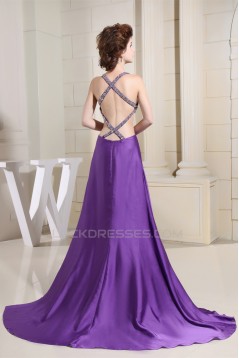 A-Line Straps Beaded Long Purple Prom/Formal Evening Dresses 02020328