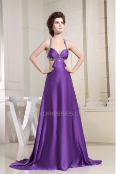 A-Line Straps Beaded Long Purple Prom/Formal Evening Dresses 02020328