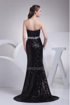Trumpet/Mermaid Sweetheart Beading Sequined Material Long Black Prom/Formal Evening Dresses 02020339