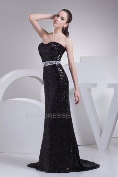 Trumpet/Mermaid Sweetheart Beading Sequined Material Long Black Prom/Formal Evening Dresses 02020339