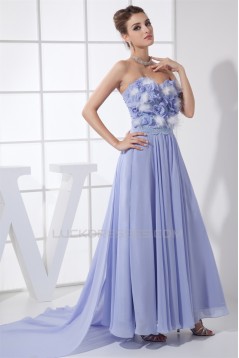 Sheath/Column Sweetheart Brush Sweep Train Chiffon Lace Prom/Formal Evening Dresses 02020343