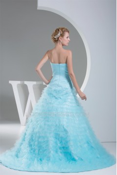 Sleeveless Satin Fine Netting Long Blue Prom/Formal Evening Dresses 02020357