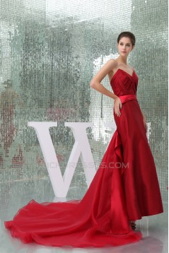 Criss Cross Sweetheart Taffeta Organzan Long Red Prom/Formal Evening Dresses 02020358