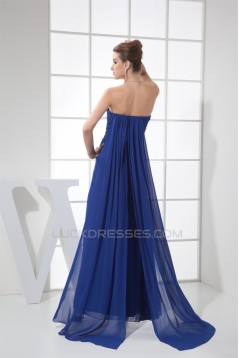 Sheath/Column Floor-Length Ruffles Chiffon Long Blue Prom/Formal Evening Dresses 02020365