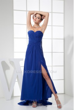 Sheath/Column Floor-Length Ruffles Chiffon Long Blue Prom/Formal Evening Dresses 02020365