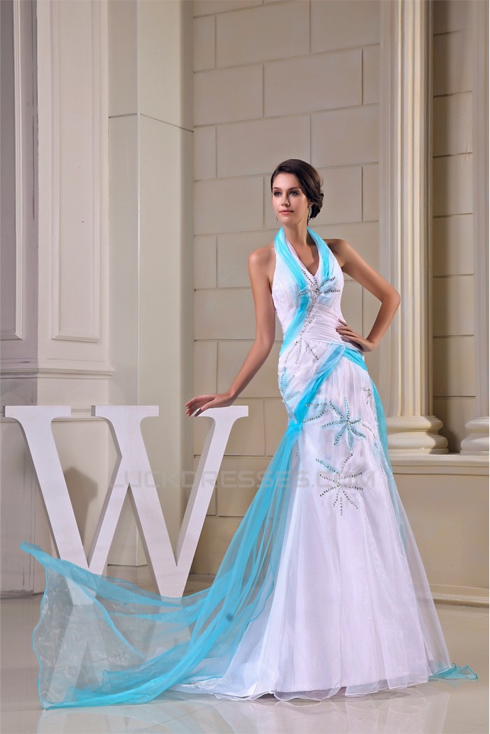 Mermaid/Trumpet Halter Beading Satin Yarn Prom/Formal Evening Dresses 02020372