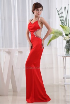 Mermaid/Trumpet Halter Beaded Long Red Prom/Formal Evening Dresses 02020374