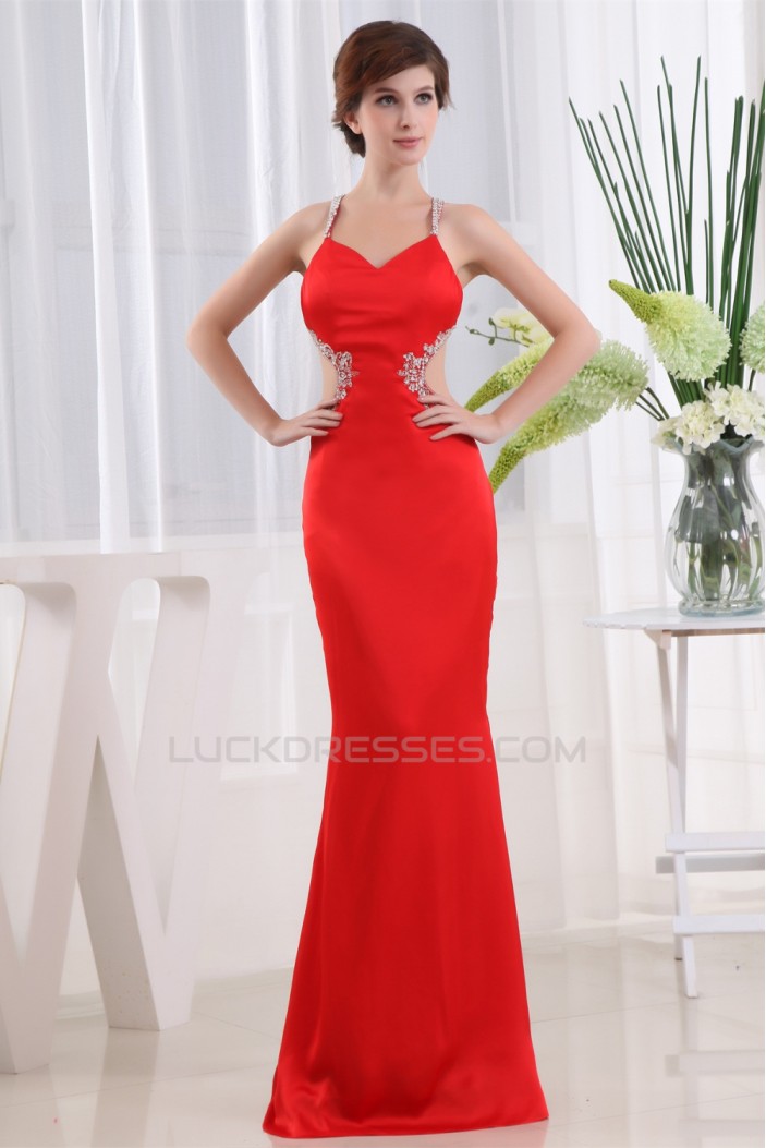 Mermaid/Trumpet Halter Beaded Long Red Prom/Formal Evening Dresses 02020374