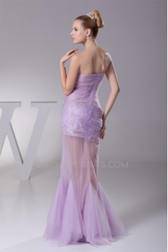 Trumpet/Mermaid One-Shoulder Floor-Length Ruffles Prom/Formal Evening Dresses 02020381