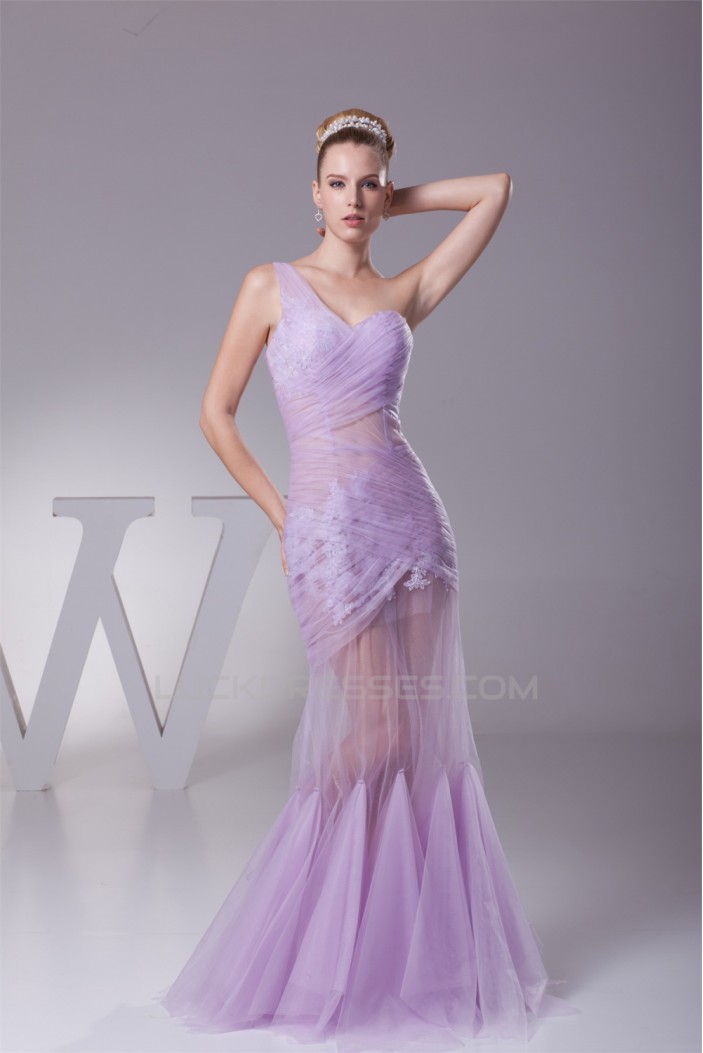 Trumpet/Mermaid One-Shoulder Floor-Length Ruffles Prom/Formal Evening Dresses 02020381