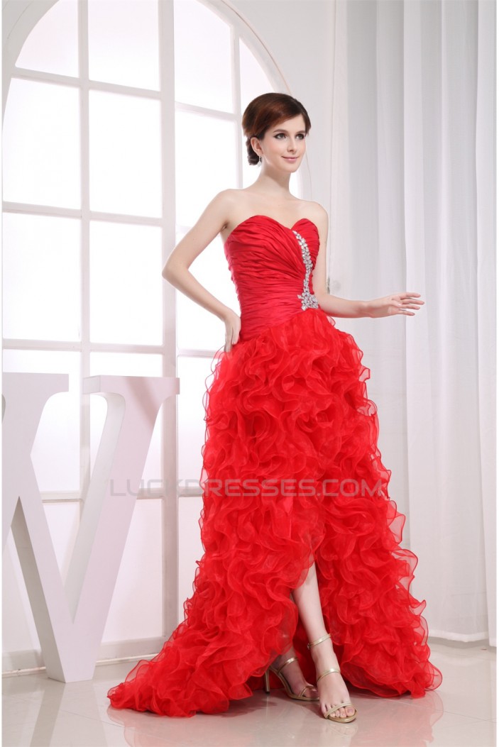 Sleeveless Sweetheart Beading Brush Sweep Train Long Red Prom/Formal Evening Dresses 02020386