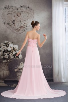 A-Line Sweetheart Beaded Long Pink Chiffon Prom/Formal Evening Dresses 02020387