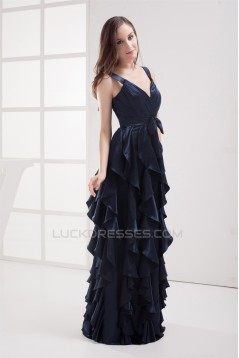 Sheath/Column Spaghetti Straps Cascading Ruffles Long Prom Evening Formal Dresses 02020394