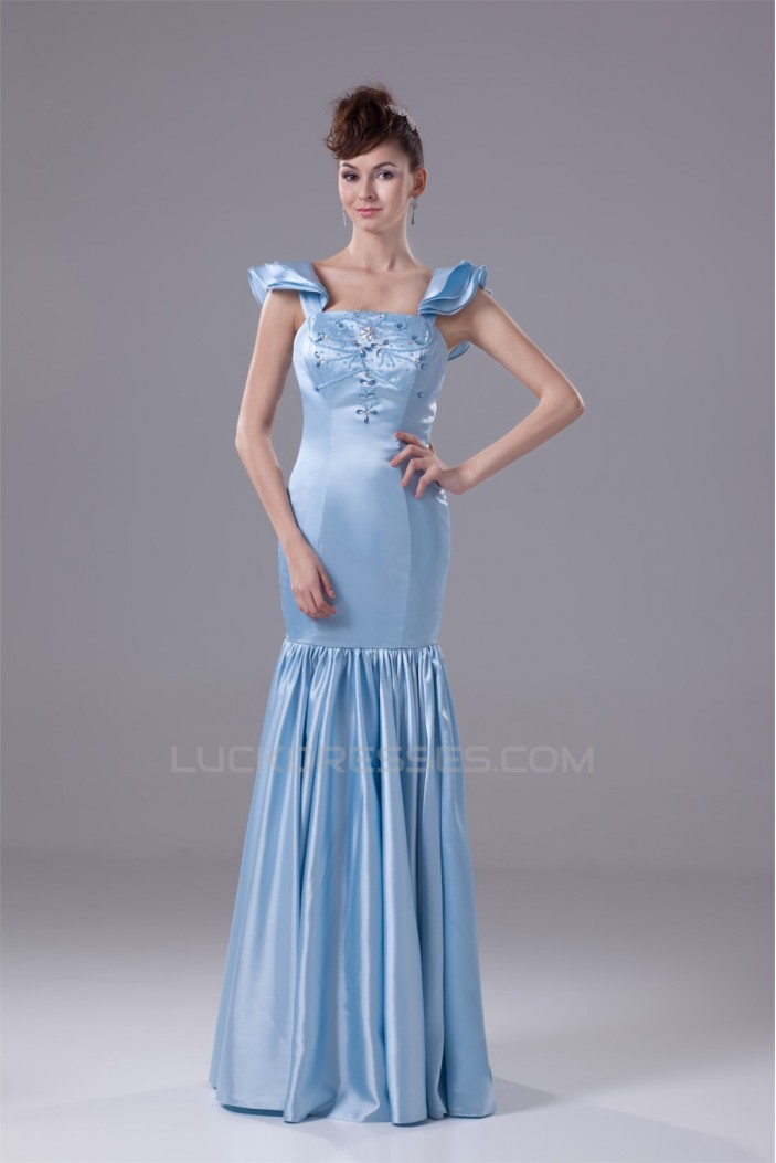 Mermaid/Trumpet Square Silk like Satin Long Prom Evening Formal Dresses 02020399