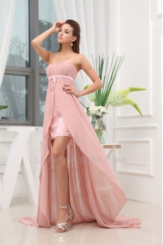 A-Line Strapless Bows Sleeveless Chiffon Beaded Prom/Formal Evening Dresses 02020400
