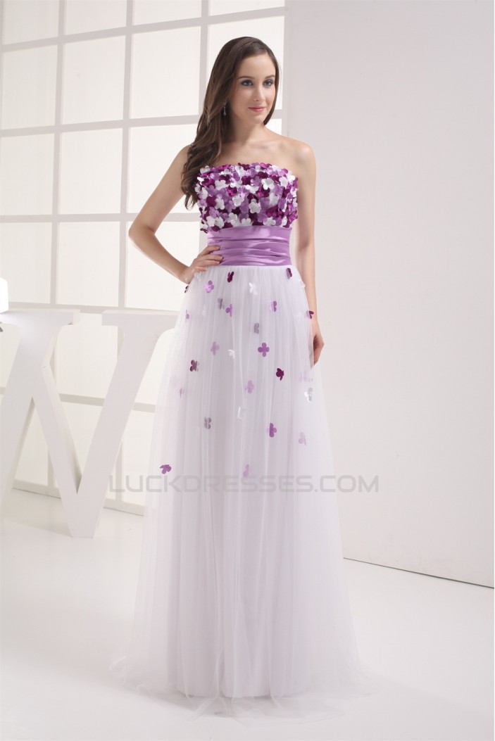 Sheath/Column Strapless Sleeveless Handmade Flowers Prom/Formal Evening Dresses 02020408