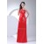 Strapless Silk like Satin Sheath/Column Beaded Long Red Prom/Formal Evening Dresses 02020409