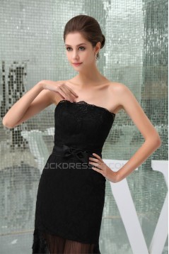 Elegant Strapless Sleeveless Floor-Length Chiffon Lace Long Black Prom/Formal Evening Dresses 02020411