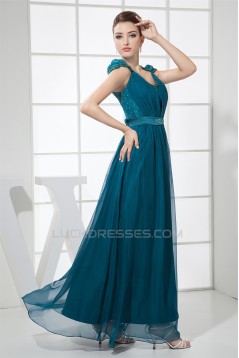 A-Line Cap Straps Beading Chiffon Lace Prom/Formal Evening Dresses 02020413