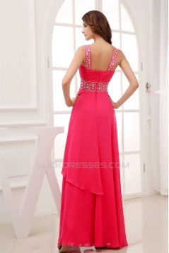 A-Line Beaded Straps Chiffon Long Prom/Formal Evening Dresses 02020415