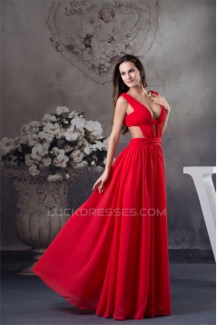 A-Line Chiffon Long Red Floor-Length Prom/Formal Evening Dresses 02020417