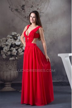 A-Line Chiffon Long Red Floor-Length Prom/Formal Evening Dresses 02020417