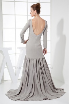 Straps Sheath/Column Pleats Long Sleeves Prom/Formal Evening Dresses 02020420