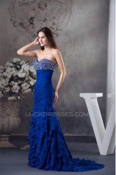 Trumpet/Mermaid Sweetheart Beading Chiffon Prom Evening Formal Dresses 02020426