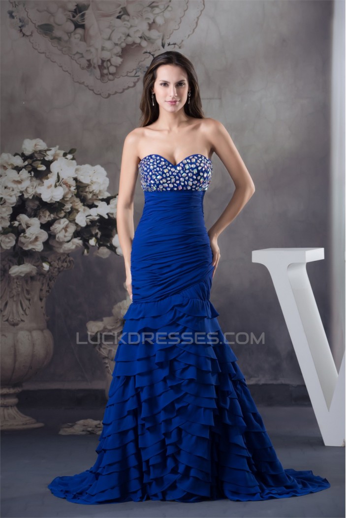 Trumpet/Mermaid Sweetheart Beading Chiffon Prom Evening Formal Dresses 02020426