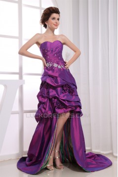 High Low Sweetheart Court Train Beading Sleeveless Prom/Formal Evening Dresses 02020431