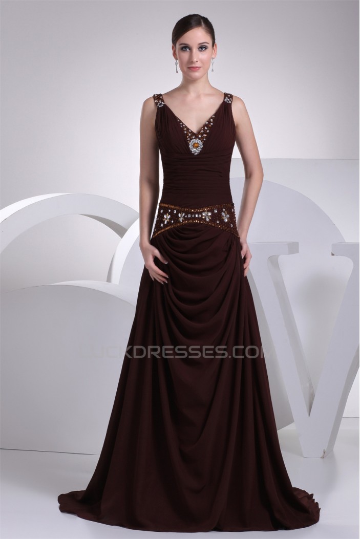 A-Line V-Neck Chiffon Beading Sleeveless Prom/Formal Evening Dresses 02020454