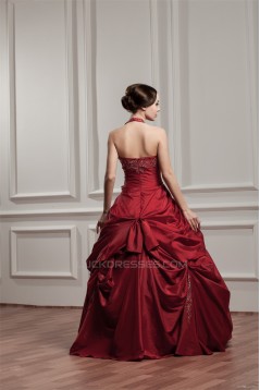 Ball Gown Sleeveless Halter Satin Taffeta Prom/Formal Evening Dresses 02020472