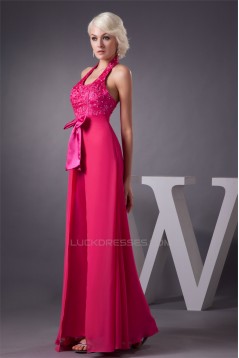 Beading Chiffon Floor-Length Sheath/Column Halter Prom/Formal Evening Dresses 02020479