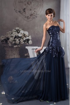 Breathtaking Ruffles Brush Sweep Train Soft Sweetheart Sequins Dresses 02020488
