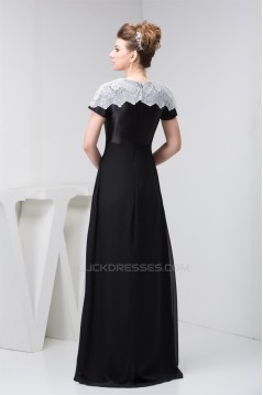 Brush Sweep Train Chiffon Lace High-Neck Prom/Formal Evening Dresses 02020492