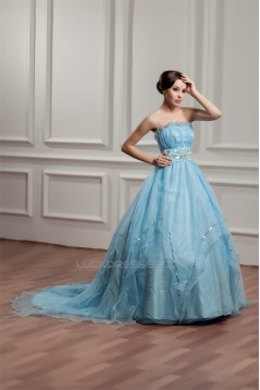 Brush Sweep Train Sleeveless A-Line Strapless Prom/Formal Evening Dresses 02020494