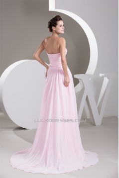 Chiffon Beading A-Line Soft Sweetheart Sleeveless Prom Evening Bridesmaid Dresses 02020500