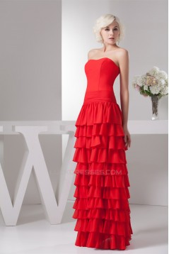 Sheath/Column Strapless Chiffon Long Red Prom Evening Formal Dresses 02020505