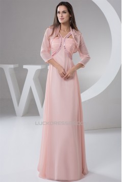Chiffon Straps Sleeveless Long Pink Prom/Formal Evening Dresses 02020508
