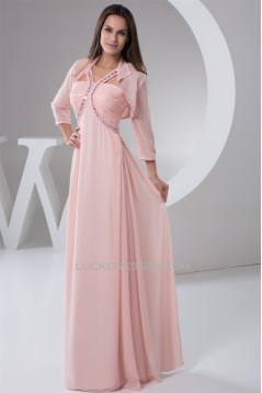 Chiffon Straps Sleeveless Long Pink Prom/Formal Evening Dresses 02020508