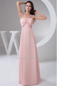 Chiffon Straps Sleeveless Long Pink Prom/Formal Evening Dresses 02020508