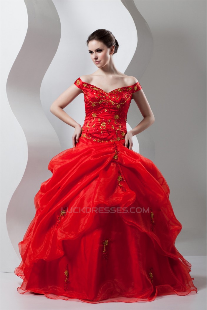 Floor-Length Ball Gown Off-the-Shoulder Organza Prom/Formal Evening Dresses 02020514