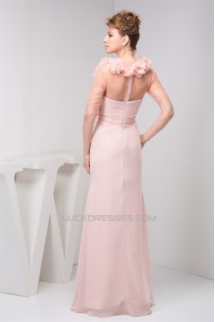 Floor-Length Chiffon Fine Netting Long Pink Prom/Formal Evening Dresses 02020519